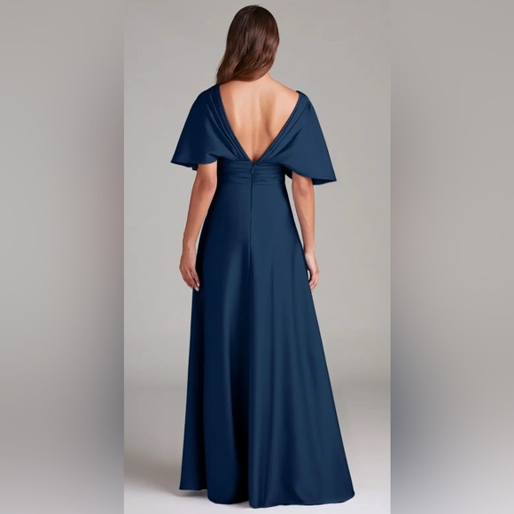 AZAZIE PAMELA Blue V-Neck Flutter Sleeve Gown - Picture 11 of 14